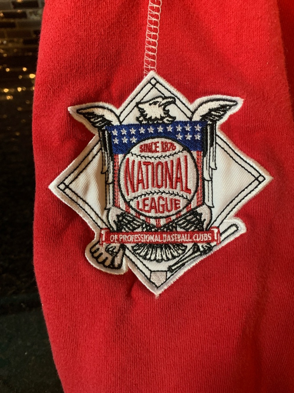 Red Hoodie with Embroidered P with patches  on each sleeve. - Picture 2 of 5